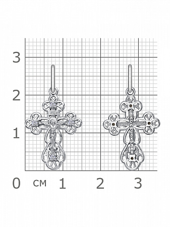13-0754 Крест с фианитом родированный серебро 925*