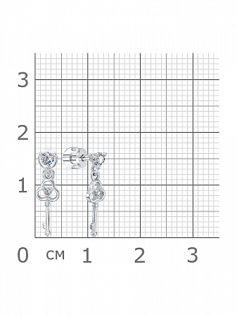 12-1345 Серьги с фианитом родированные серебро 925*