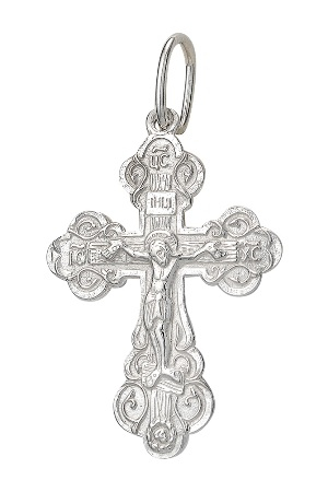 1-221-1.55 221.55 крест из серебра штампованный белый