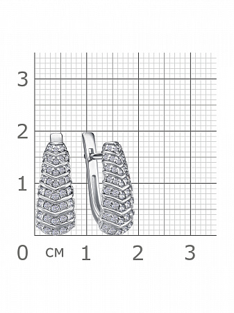 11-0735 Серьги с фианитом родированные серебро 925*