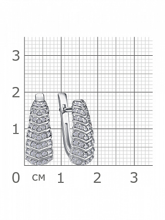 11-0735 Серьги с фианитом родированные серебро 925*