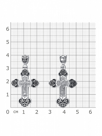 63-0813 Крест из серебра (Ангел Хранитель) частичное чернение литье