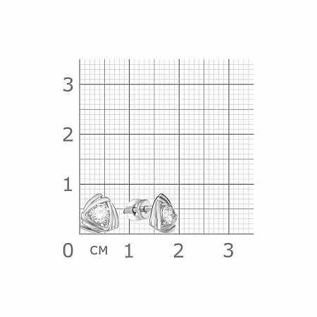 12-0691 Серьги с фианитом родированные серебро 925*