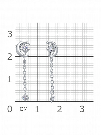 12-1675 Серьги с фианитом родированные серебро 925*