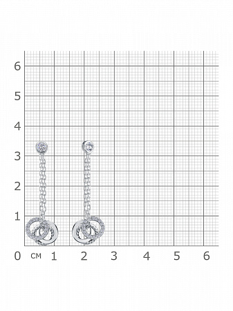 12-1371 Серьги с фианитом родированные серебро 925*