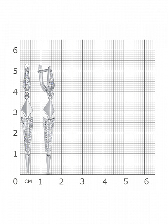 11-0827 Серьги с фианитом родированные серебро 925*