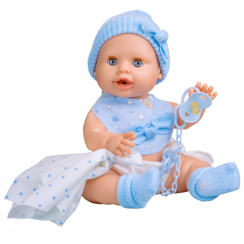 6001b Ребенок Сусу в голубом (интерактивная кукла, 38 см)