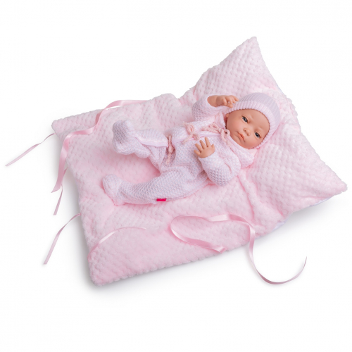 8097b Новорожденный на подушке, в розовом (45 см)
