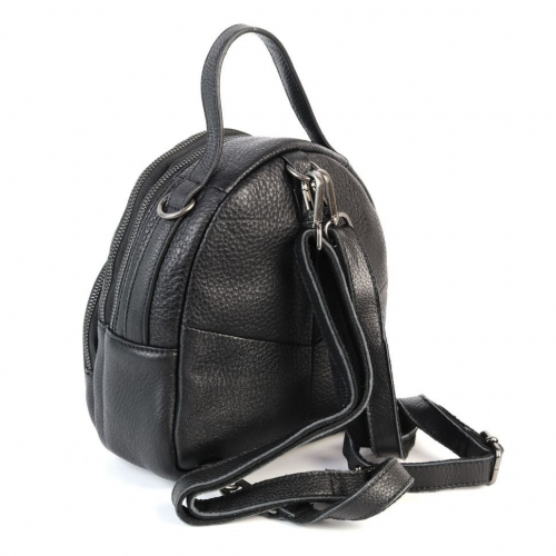 Маленький женский кожаный рюкзак с съемными лямками 9029 Блек
