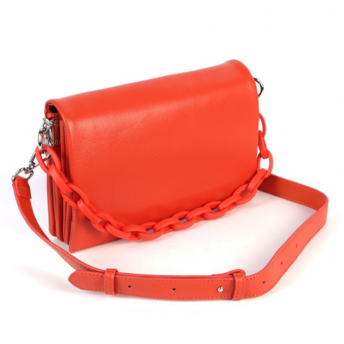 Женская кожаная сумка кросс-боди с тремя отделениями 3086 Ватермелон Ред