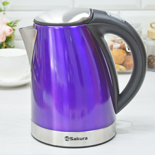 Чайник электрический 1л нерж фиолетовый SA-2118P