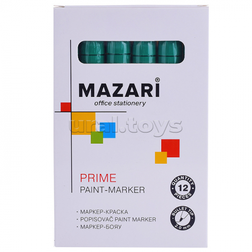 Маркер-краска Prime, зеленый, корпус алюминиевый, пулевидный наконечник, ширина линии письма 2мм, картонная упаковка