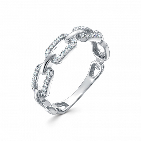 Кольцо с фианитом родированное серебро 925*