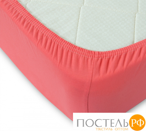 ш90200коралл Коралл простыня ТРИКОТАЖ 90*200*20 на резинке Р010Т Трикотажное полотно Текс-Дизайн