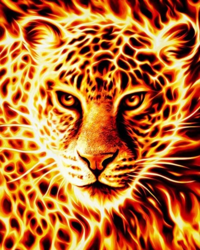 Картина по номерам 40х50 - Огненный леопард