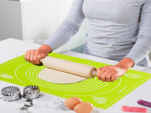 Силиконовый термостойкий коврик для раскатки и выпечки теста + пластиковый нож