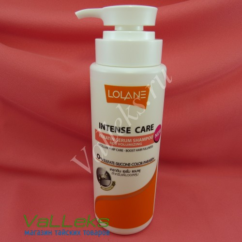 НОВИНКА! Кератиновый шампунь-сыворотка для увеличения объема волос Intence Care Lolane 400мл (розовый)