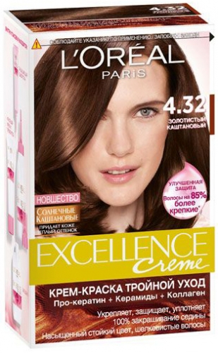 LOREAL Excellence краска для волос Creme 4.32 Золотистый каштан