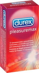 DUREX Pleasuremax презервативы c рельефными полосками и точечной структурой 12 шт.(розовые)