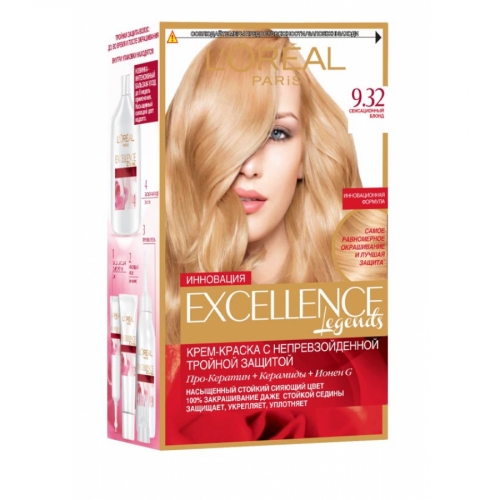 LOREAL Excellence краска для волос Creme 9.32 Сенсационный блондин