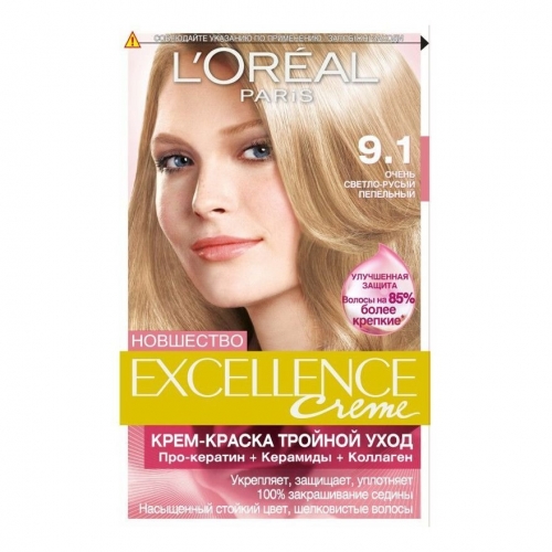 LOREAL Excellence краска для волос Creme 9,1 очень светло-русый пепельный