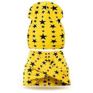 Комплект шапка и шарф хомут трикотаж желтый