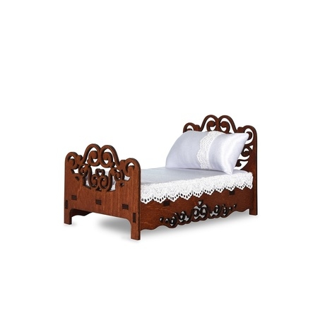 Спальня (кровать с подушкой и матрасом)(коричневый) #