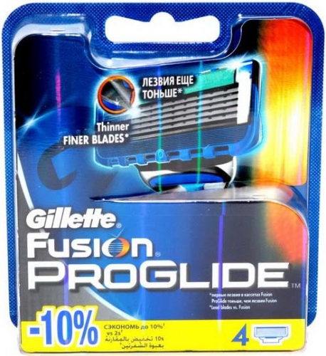 Сменные кассеты Gillette FUSION PROGLIDE (4 кас) (РУС)