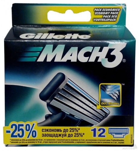 Сменные кассеты Gillette Mach 3 (12 кас) (ENG)