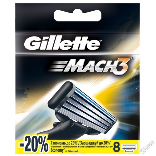 Сменные кассеты Gillette Mach 3 (8 кас) (РУС)