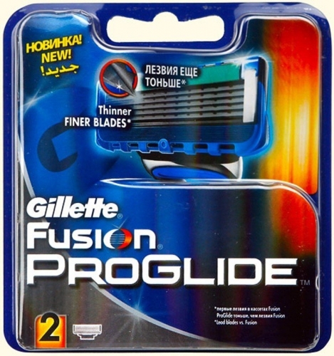 Сменные кассеты Gillette FUSION PROGLIDE (2 кас) (ENG)