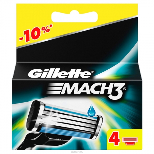 Сменные кассеты Gillette Mach 3 (4 кас) (РУС)