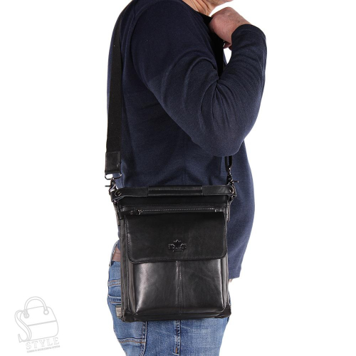 Сумка мужская кожаная 7611 black Zinimsk