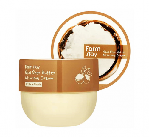 КРЕМ ДЛЯ ЛИЦА И ТЕЛА С ЭКСТРАКТОМ МАСЛА ШИ REAL SHEA BUTTER ALL - IN - ONE CREAM FARMSTAY 300мл