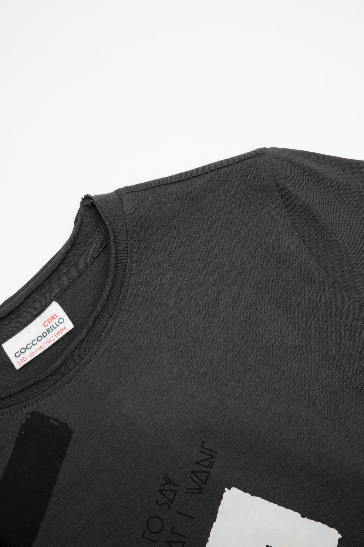 -39% T-shirt z długim rękawem grafitowy z nadrukiem