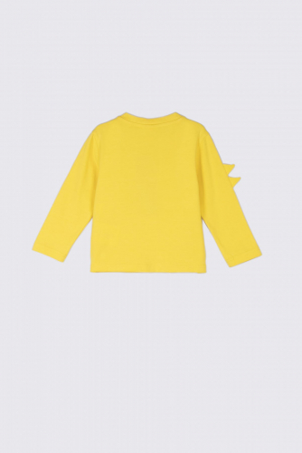 -49% T-shirt z długim rękawem żółty z nadrukiem dinozaura
