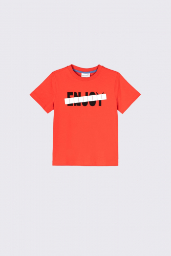 -49% T-shirt z krótkim rękawem czerwony z napisem