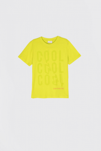 -31% T-shirt z krótkim rękawem limonkowy z nadrukiem