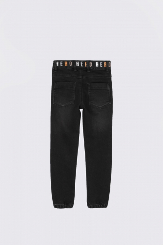 -29% Spodnie jeansowe grafitowe JOGGERY o fasonie SLIM