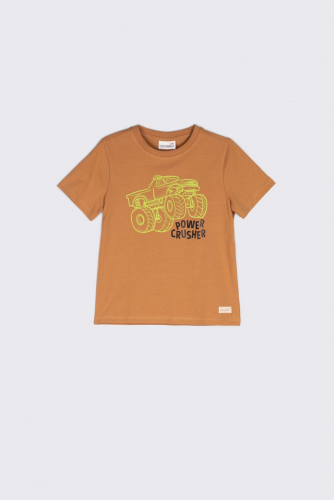 -49% T-shirt z krótkim rękawem brązowy z nadrukiem monster trucka