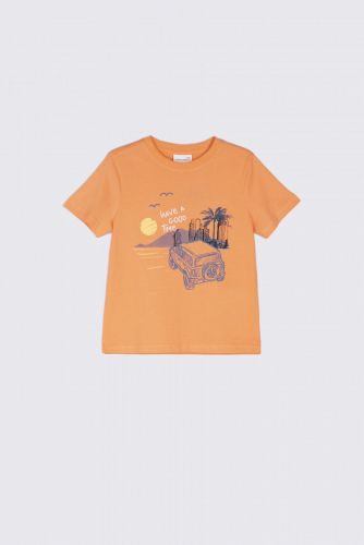 -49% T-shirt z krótkim rękawem pomarańczowy z kolorowym nadrukiem