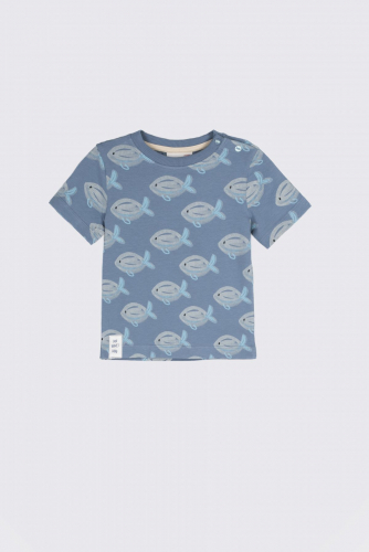 -23% T-shirt z krótkim rękawem niebieski z nadrukiem w rybki
