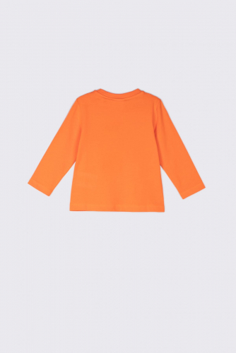 -49% T-shirt z długim rękawem pomarańczowy z nadrukiem w samochody