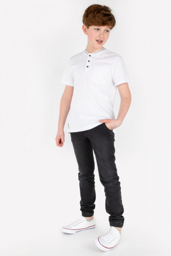-29% Spodnie jeansowe grafitowe JOGGERY o fasonie SLIM