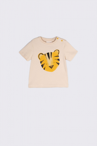 -23% T-shirt z krótkim rękawem beżowy w tygrysem