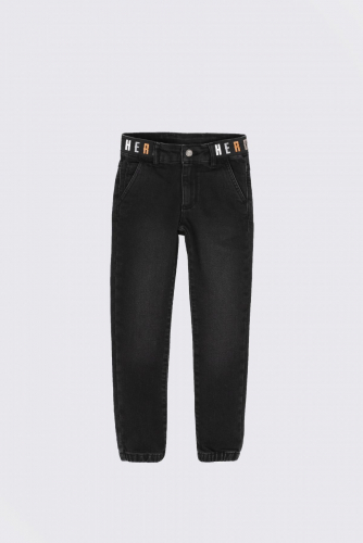 -29% Spodnie jeansowe grafitowe JOGGERY o fasonie SLIM