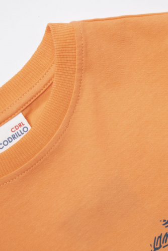 -49% T-shirt z krótkim rękawem pomarańczowy z kolorowym nadrukiem