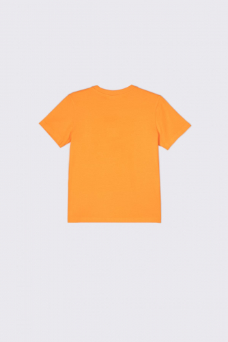 -39% T-shirt z krótkim rękawem pomarańczowy z nadrukiem moro i napisami