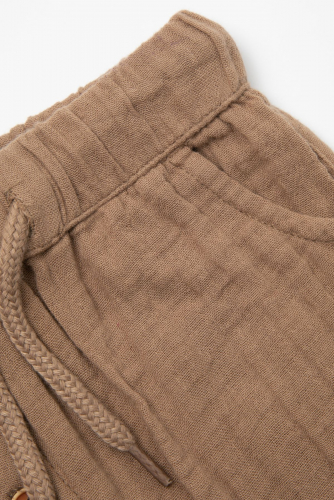 -42% Spodnie tkaninowe brązowe z muślinu