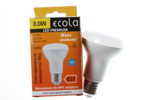 Лампа светодиодная R63 E27 8W 2700K 102x63 Premium, Ecola